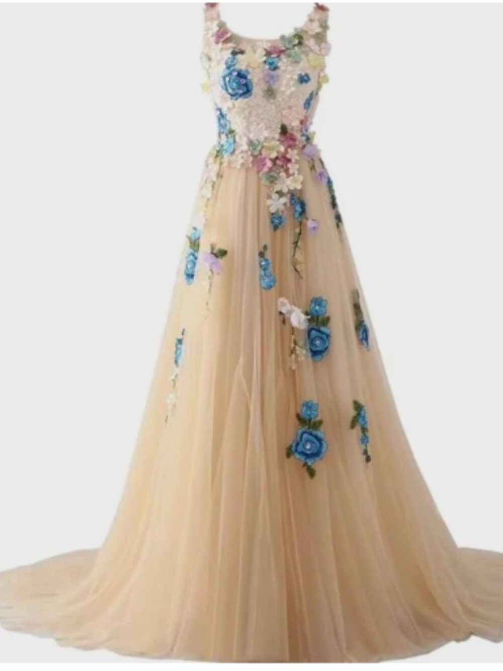 Women's Long Sleeves Prom Dresses 3D Flower Applique Long Formal Evening Princes